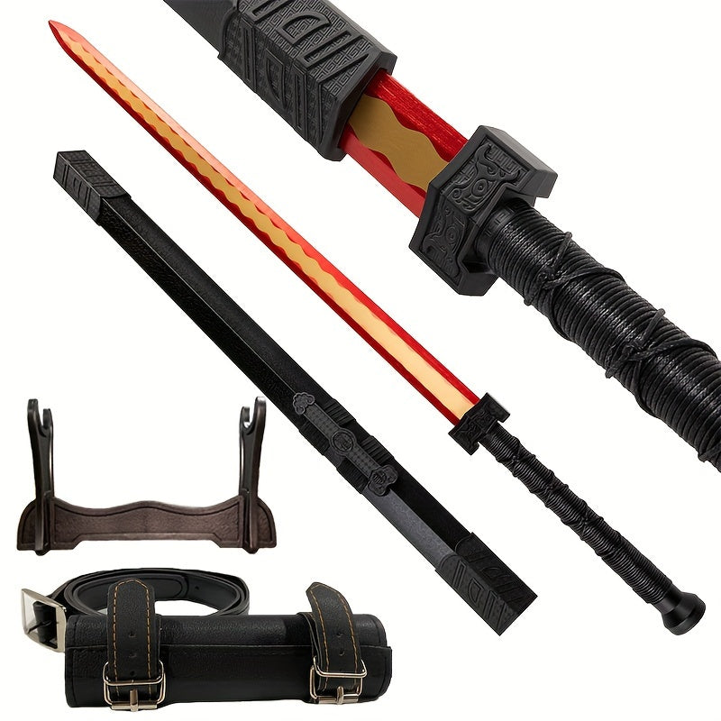 Wooden Katana Sword Samurai Sword With Belt And Stand For Anime Cosplay