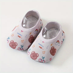 2 Pairs Baby Girls Floor Socks Cartoon Pattern Mesh Soft Bottom Non Slip Shoes