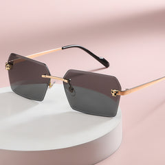 Leopard Rimless Square Sunglasses