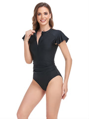 Ruched Waist High Cut One Piece Swimsuit Women's Swimwear