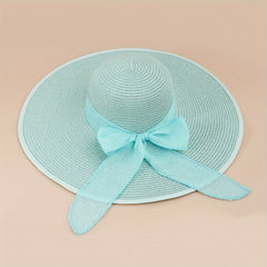 Bowknot Candy Sun Hat French Travel Straw Hat Women Outdoor Sunscreen Beach Hats