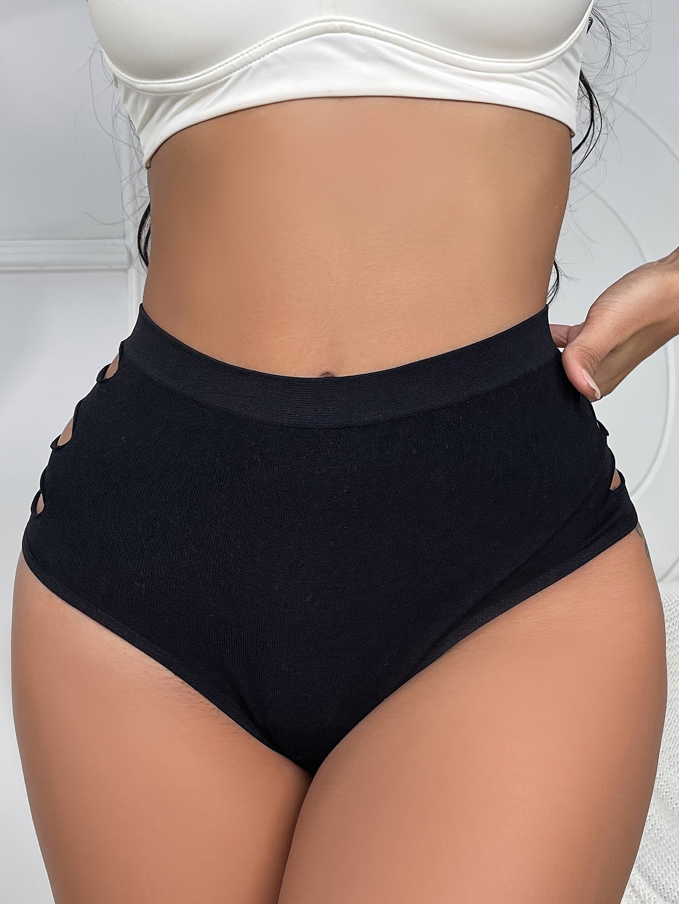 High Waist Cut Out Briefs Comfy & Breathable Intimates Panties
