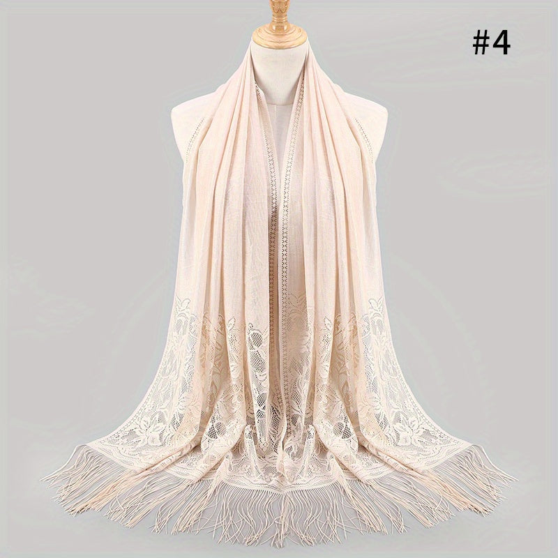 Flower Hollow Shawl Lace Shawl Solid Scarf Hijab Women Wrap