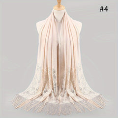 Flower Hollow Shawl Lace Shawl Solid Scarf Hijab Women Wrap