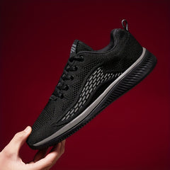 Men's Breathable Lace Up Knitted Sneakers Casual Outdoor Walking Shoes
