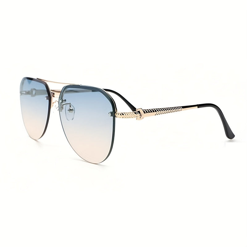 Gradient Metal Round Aviator Sunglasses