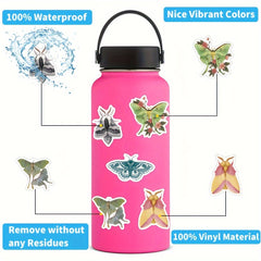 60pcs Cartoon Moth Stickers Waterproof Vinyl For Water Bottle