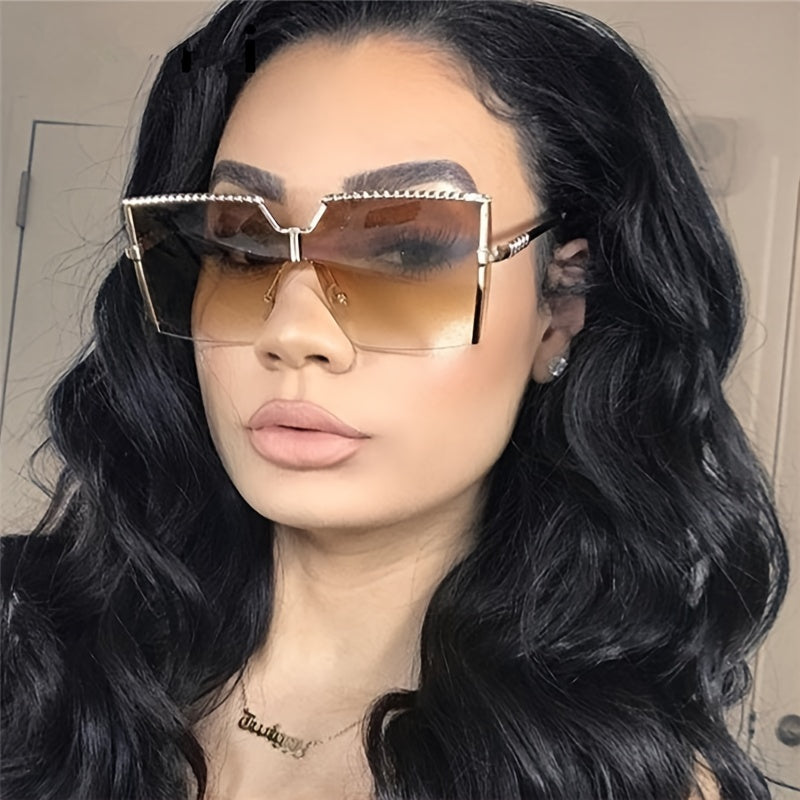 Vintage Semi Rimless Women's Sunglasses Gradient Eyewear