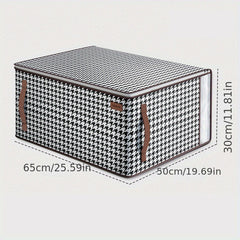 Large Capacity Houndstooth Pattern Storage Bag Zipper Dustproof Organizer