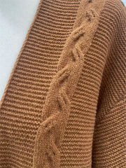 Solid Jacquard Long Sleeve Cardigan