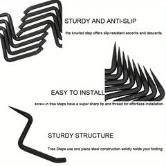 8pcs Outdoor Tree Steps Holds 500lbs Climbing Mountain Tree Stand Non Slip Steel