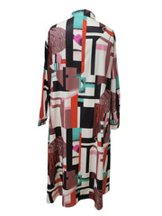 Colorblock Geometric Print Shirt Dress