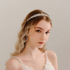 Faux Pearl Rhinestone Hairband Headband Princess Tiara