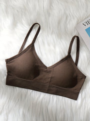 Solid Cami Crop Top V Neck Backless Slim Fit Top Women's Lingerie
