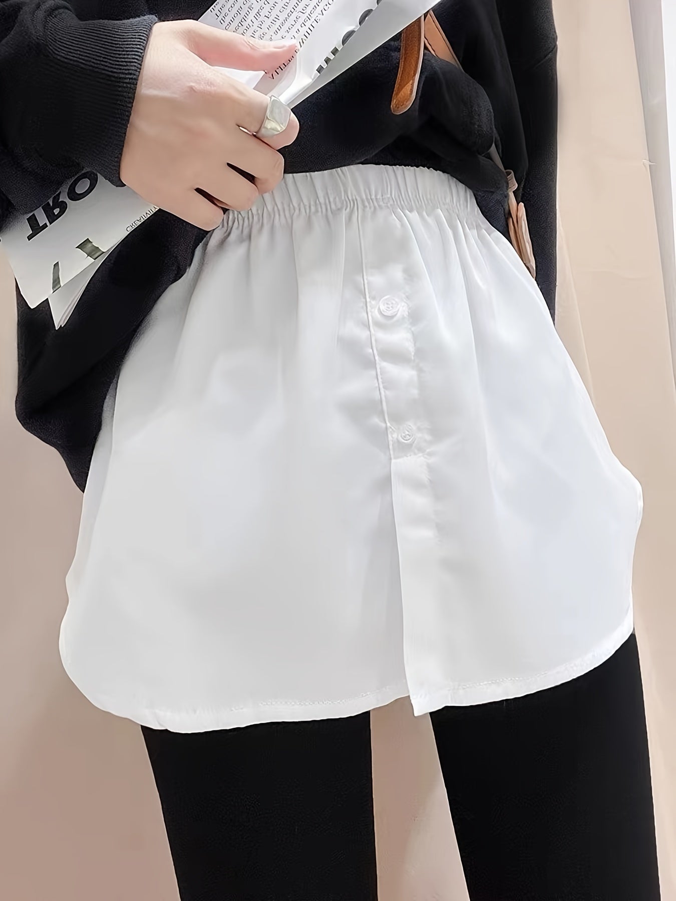 Solid Button Front Elastic Skirts Stylish Mini Skirts Women's Clothing