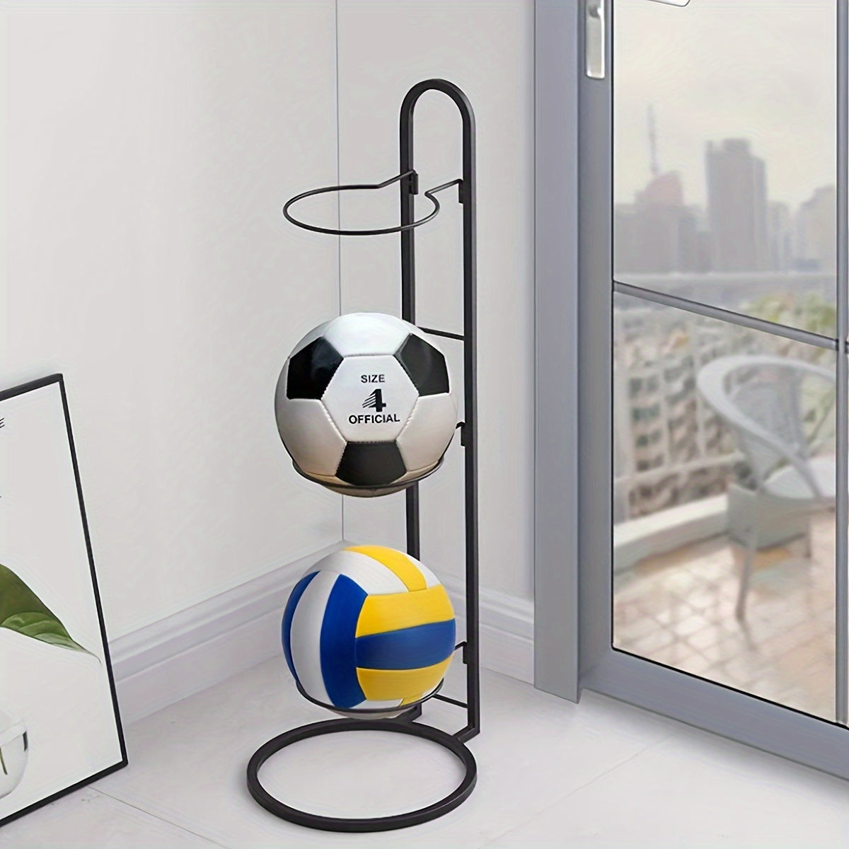 3-Layer Ball Storage Rack Carbon Steel Basketball Display Stand
