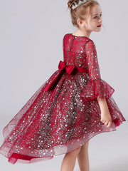 Girls Puffy Princess Dress Trumpet Sleeve