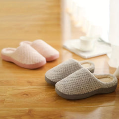 Women's Memory Foam Platform Slippers Warm Plaid Indoor Shoes