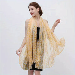 Leaf Paisley Print Scarf Thin Breathable Shawl Solid Head Wrap