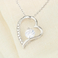Grandmother Gift Necklace Cubic Zirconia Heart Pendant