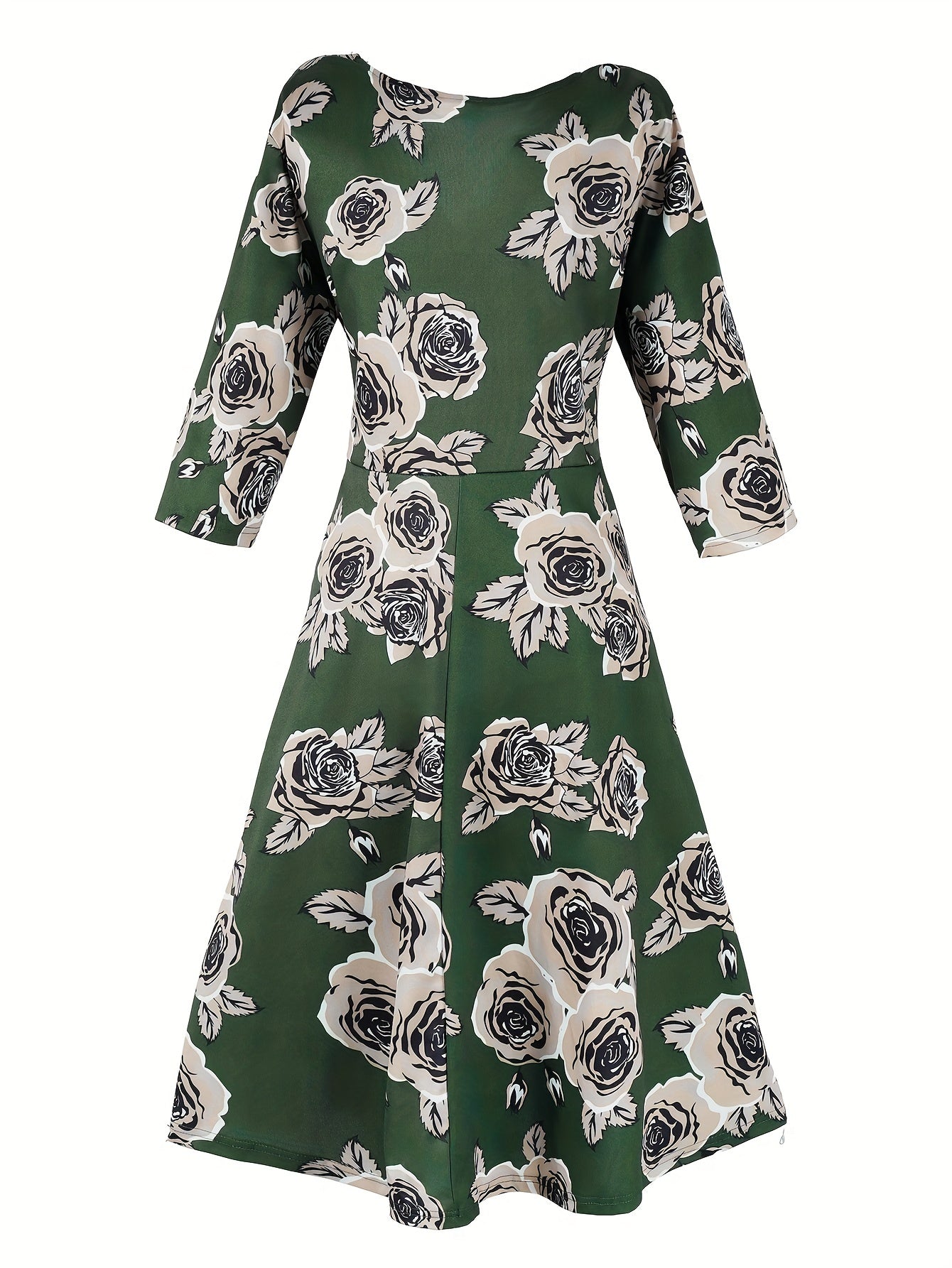 Plus Floral Print Long Sleeve Maxi Dress