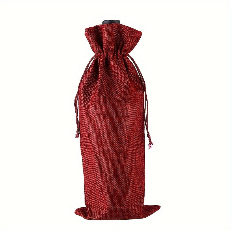 12pcs Burlap Wine Gift Bags Drawstring Xmas Wedding Birthday Holiday Party