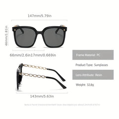 Girl Sunglasses Large Frame Chain Temple Sunglasses