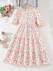 Girls' Ditsy Floral Tunic Dress for School Party