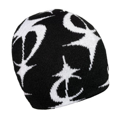 Y2K Star Pattern Knitted Hat Warm Beanie Hat Hip Hop Hat