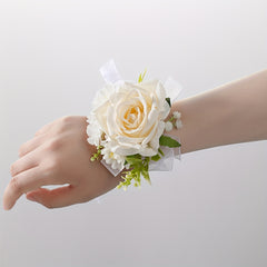 Bridal Wristlet Bouquet Artificial Roses and 'S Breath Ribbon Decoration