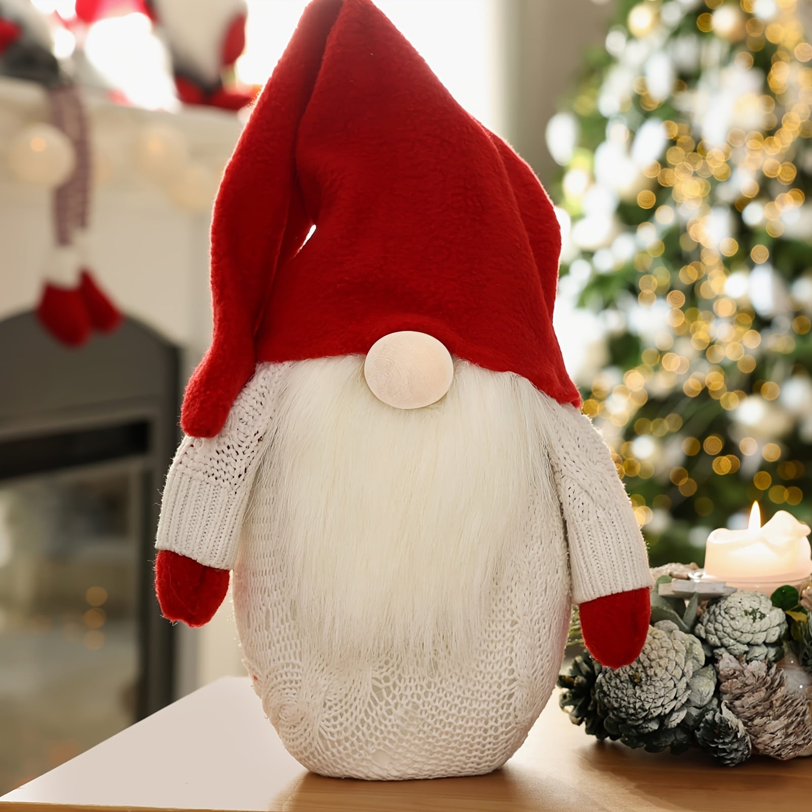 12pcs Faux Fur Costume Beard & Wooden Ball Crafts Dwarf Doll Accessories