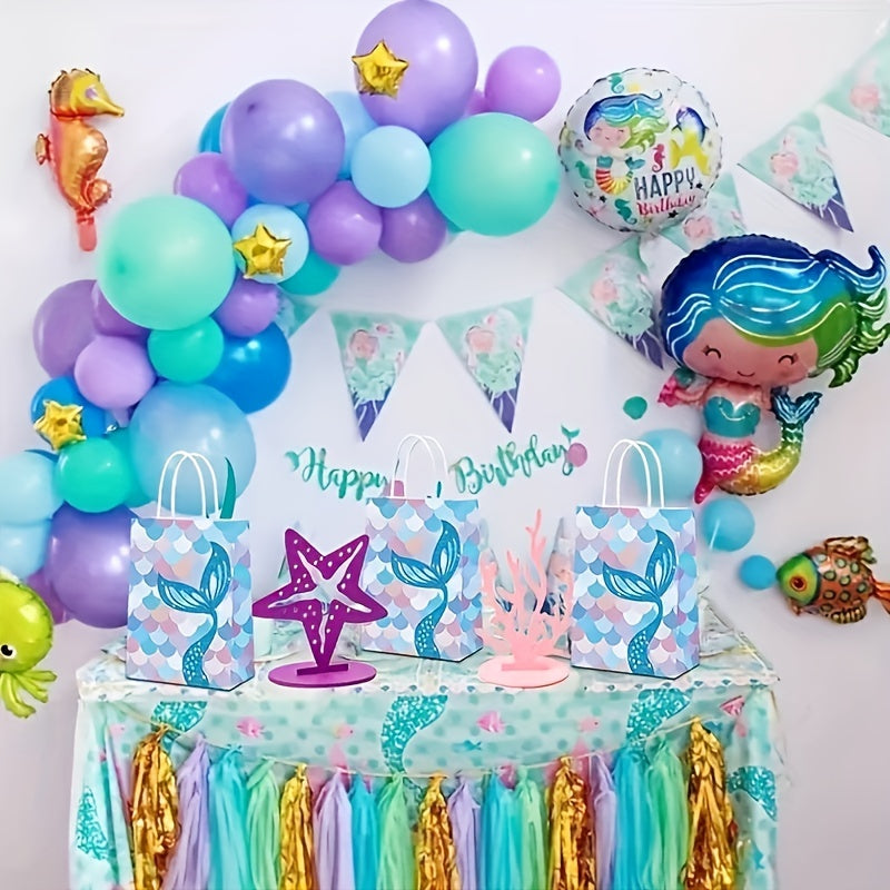 5pcs Mermaid Theme Party Gift Bags - Candy Craft Paper Bags
