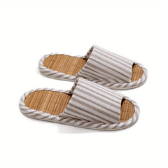Striped House Slippers Men Cozy Indoor Shoes Anti-Skid Fall Spring