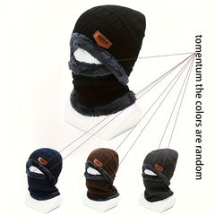 Men's Knitted Wool Cycling Hat and Scarf Set