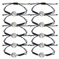 10pcs Volleyball Charm Bracelet, Adjustable Unisex Friendship Bracelet