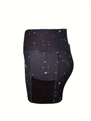 Women's Star Print Cross Waist Yoga Shorts for Fitness and Running