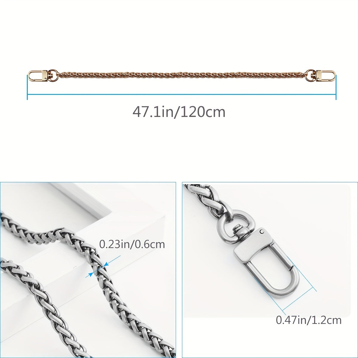 Metal Bag Strap Chain Lightweight for Purse Reusable Travel
