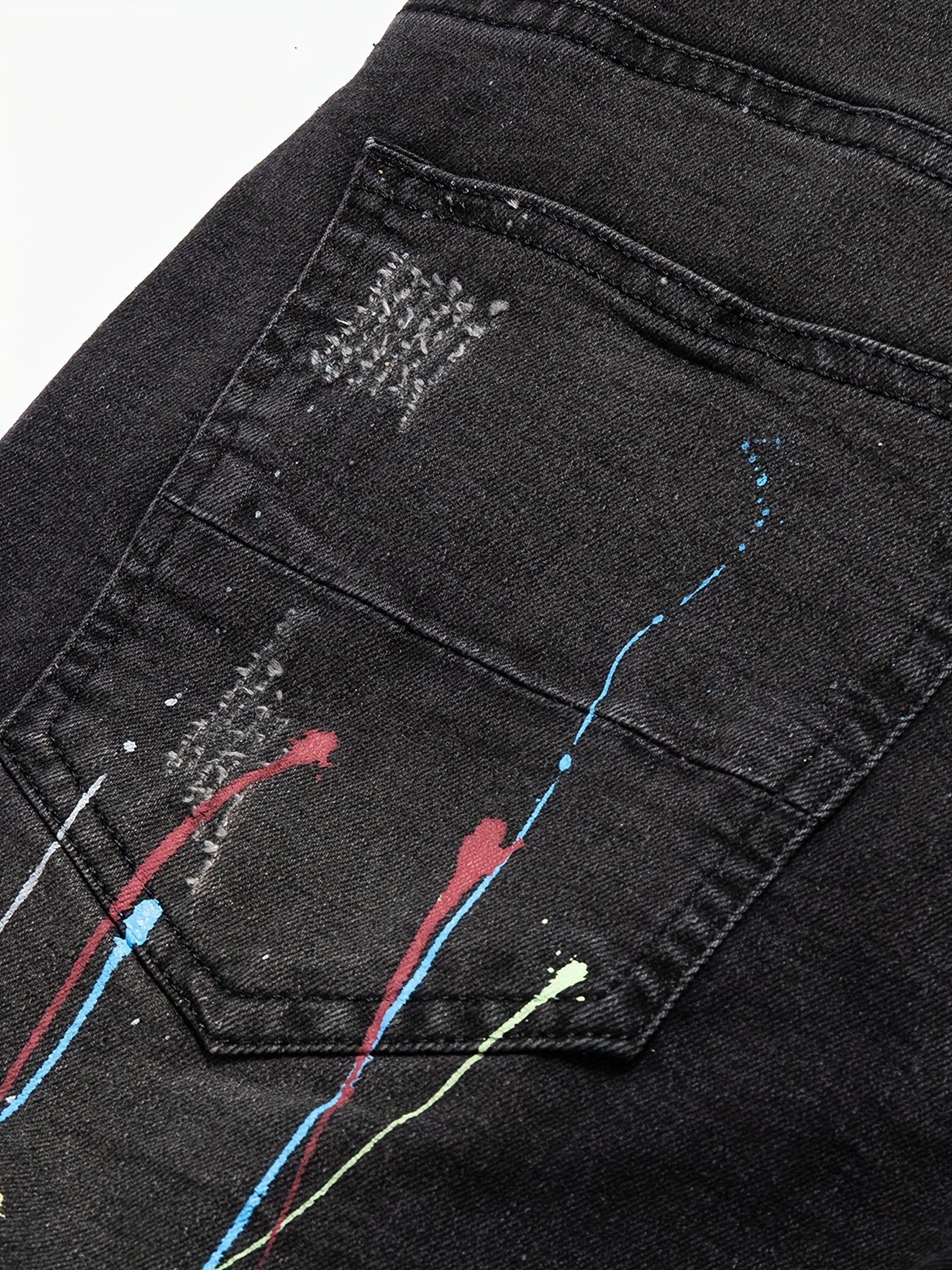 Spray Painted Patchwork Jeans Men's Street Style Jeans