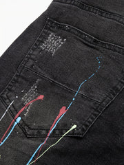 Spray Painted Patchwork Jeans Men's Street Style Jeans