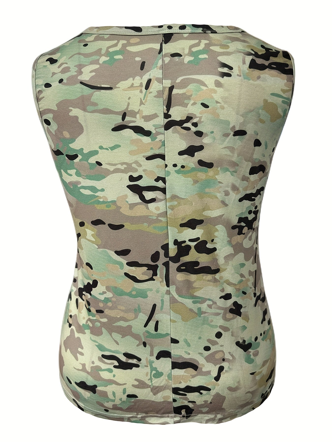 Colorblock Camo Print Cut Out Grommet Lace Up Tank Top