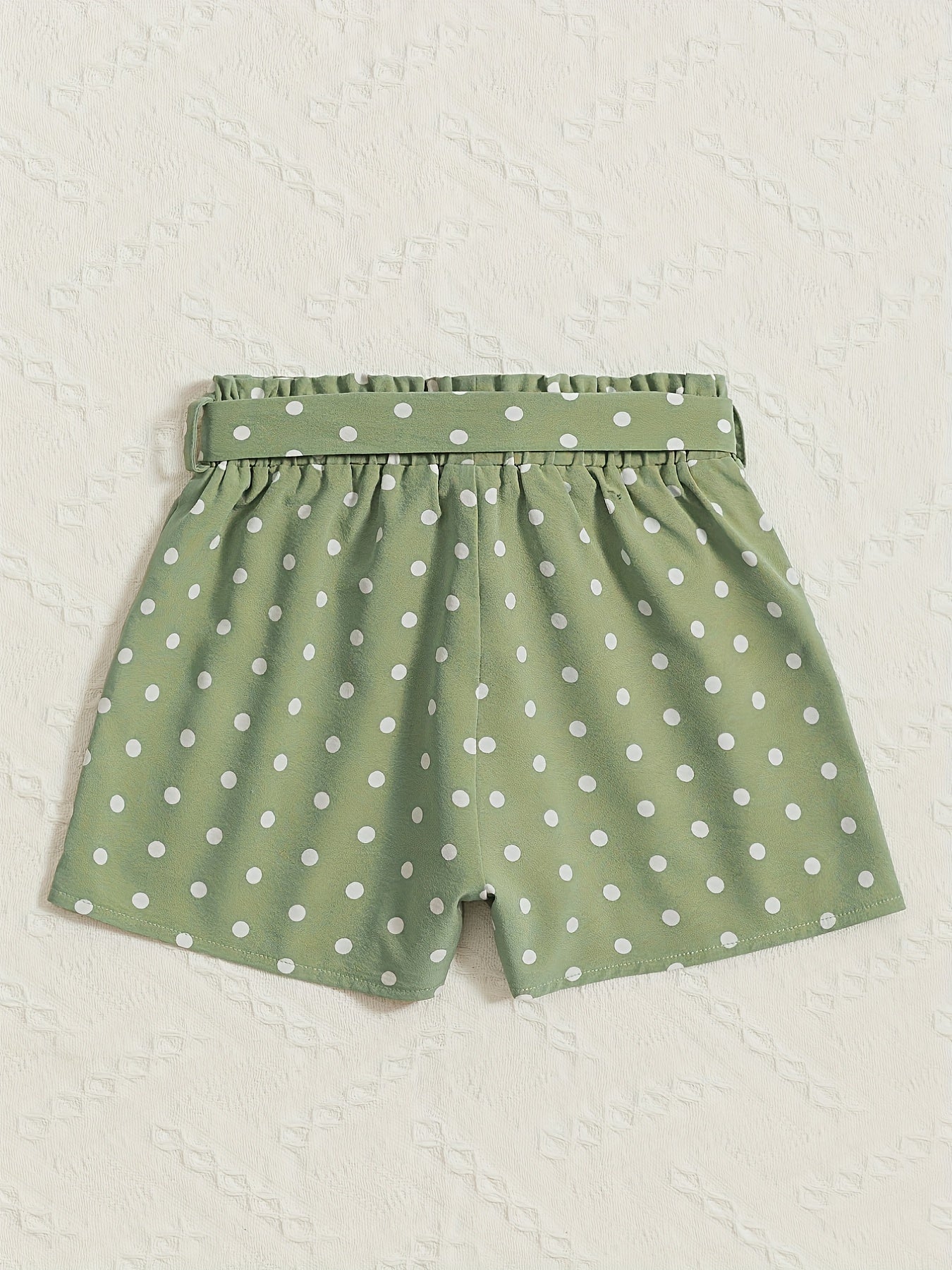 Girls Polka Dot Lace Up Belt Shorts for Summer