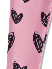 Toddler Girls Heart Graphic Footless Leggings Stretchy Tight Fit Legging Pants