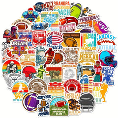 50pcs Rugby Text Stickers Sports Waterproof Luggage Computer Notebook