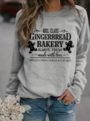 Gingerbread Bakery Sweatshirt Long Sleeve Crew Neck Women's Clothing