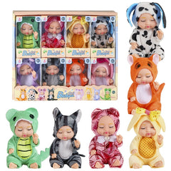 8pcs Mini Baby Doll Set 10 PVC Reborn Doll with Pajamas for 3+ Ideal Easter Gift
