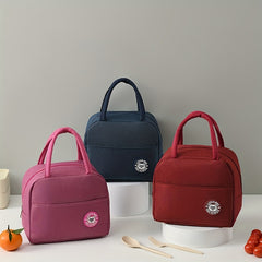 Oxford Cloth Insulated Lunch Bag Aluminum Foil Liner Hand Wash Bento Meal Tote