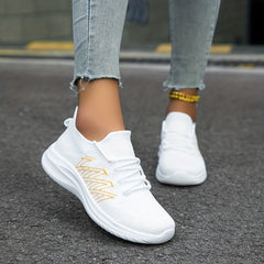 Women's Slip-On Running Shoes Breathable Elastic Casual Sneakers