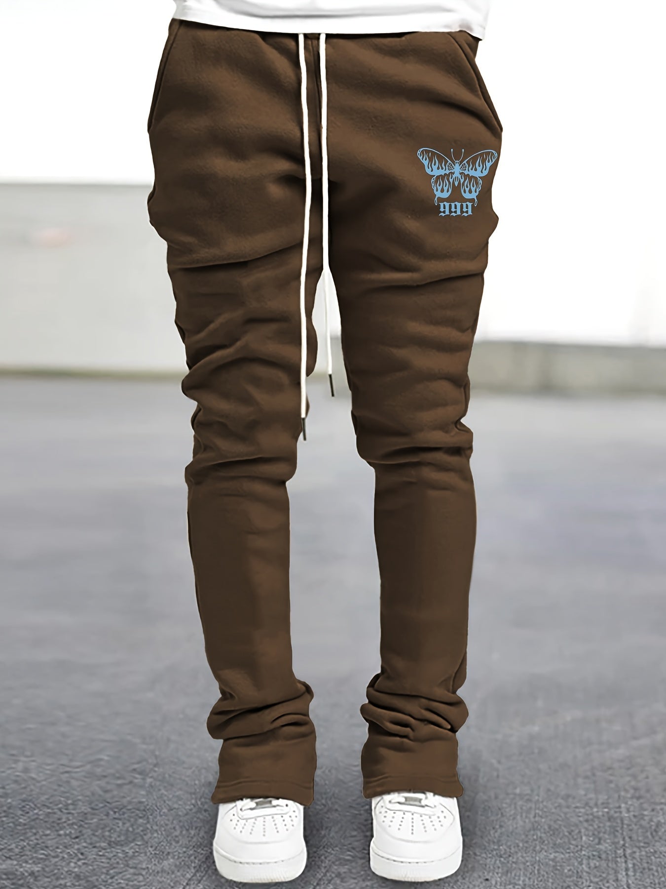 Butterfly Pattern Flared Trousers Men s Casual Stretch Street Style Joggers
