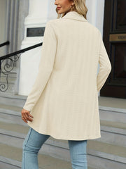 Solid Shawl Collar Open Front Cardigan Long Sleeve for Women