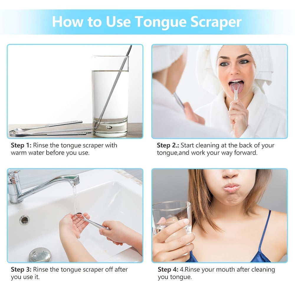 Portable Stainless Steel Tongue Scraper Set